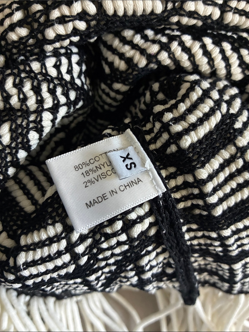 Proenza Schouler Black & Ivory Chevron Fringe Sleeveless Tunic - Picture 6 of 6
